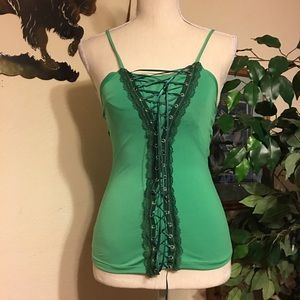 O’lala Vivid Green and lace cami bustier NWT M